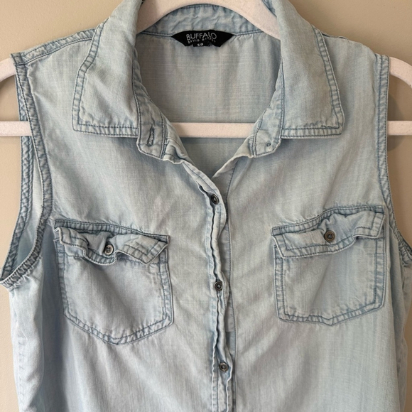 Buffalo David Bitton Blue Button Down Shirt Notched Collar S - Picture 4 of 11